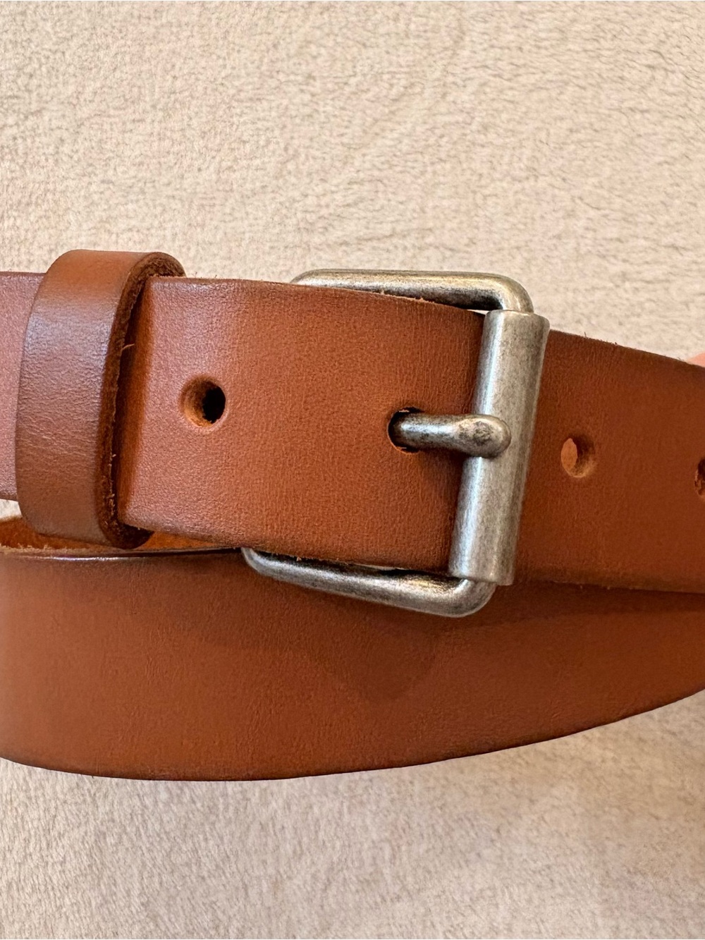 J. Crew Factory Tan Brown Leather Belt Silver-Tone Buckle Sz 32